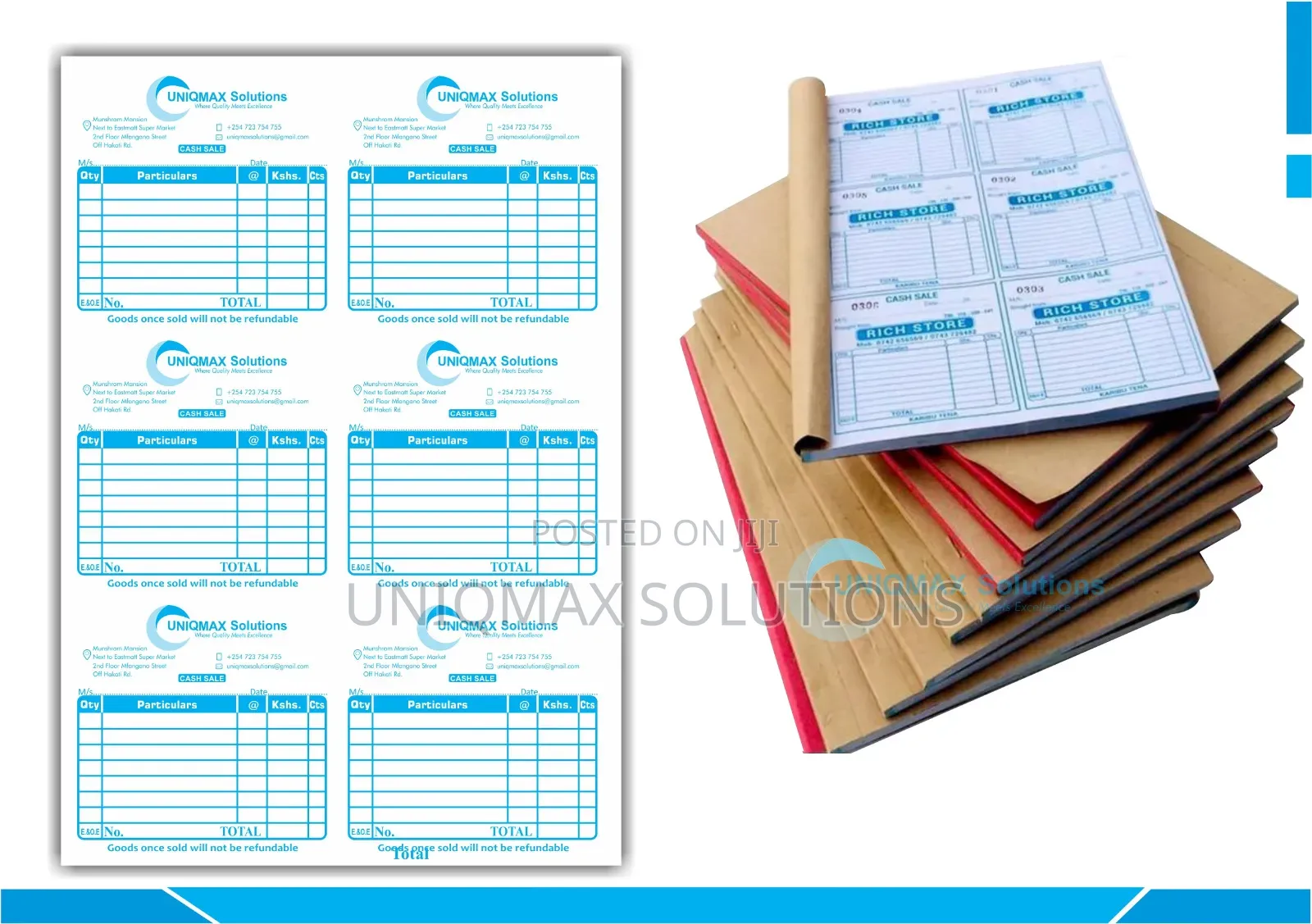 Custom Printed Receipt Books & Invoice