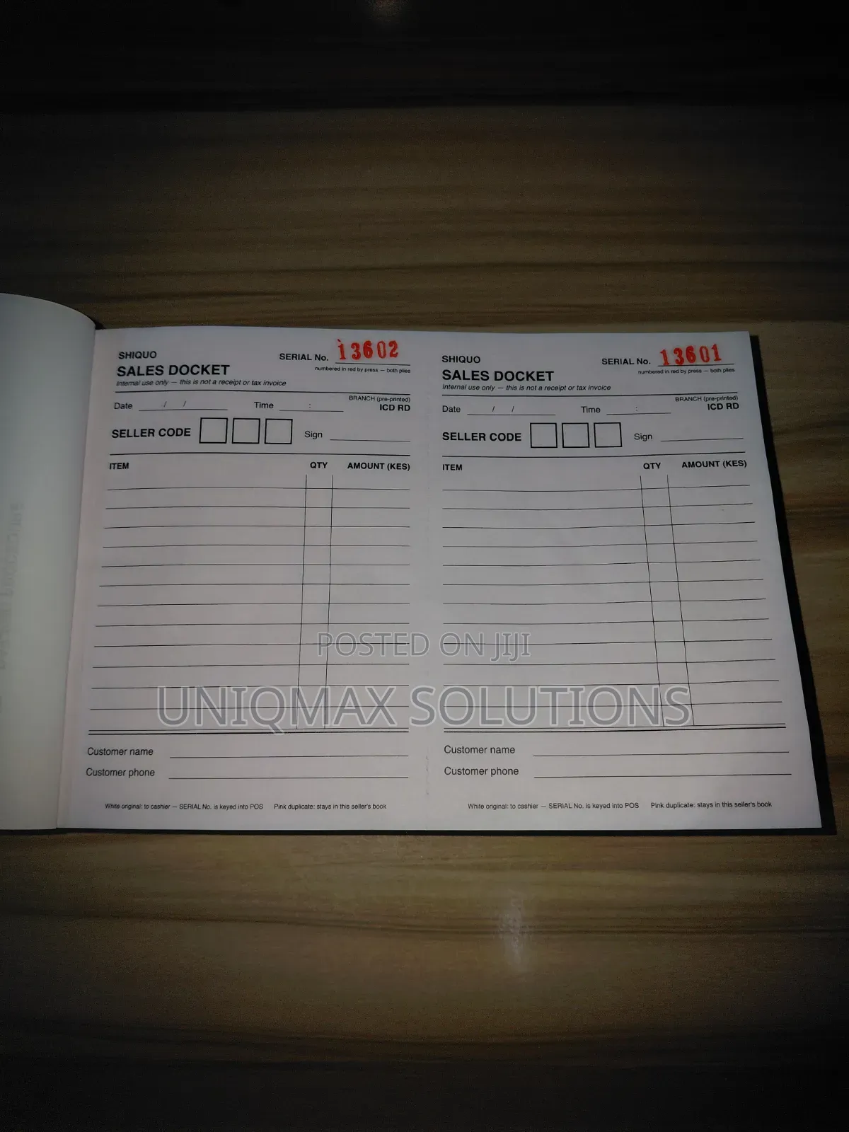 Custom Printed Receipt Books & Invoice