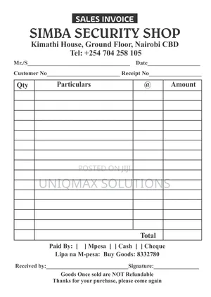 Custom Printed Receipt Books & Invoice