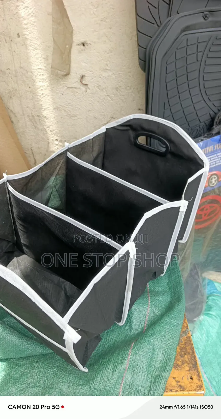 Car Boot Organizer With 3_main Interior Sections With Carrying Handles