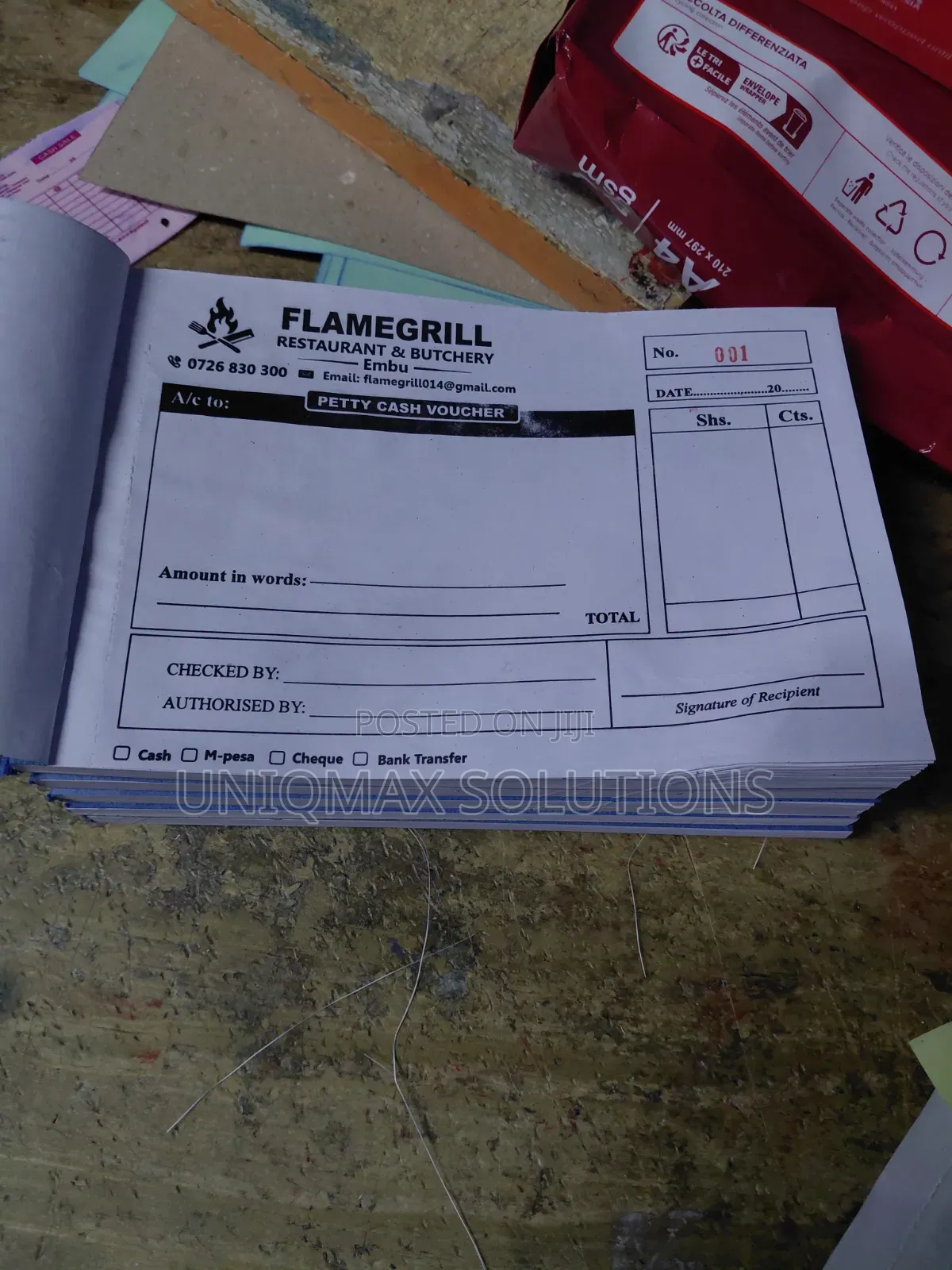Custom Printed Receipt Books & Invoice