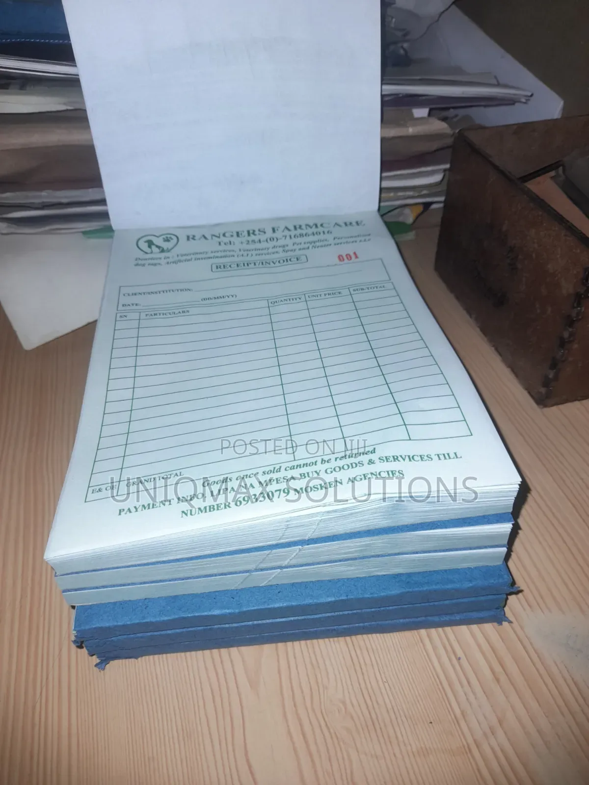 Custom Printed Receipt Books & Invoice