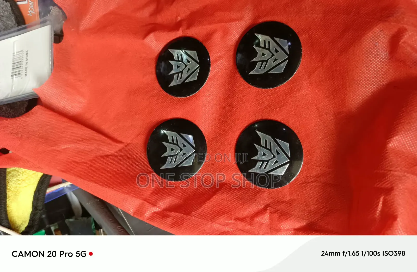 4pc Round Black Silver Transformers Deception Wheel Center Hub Decals