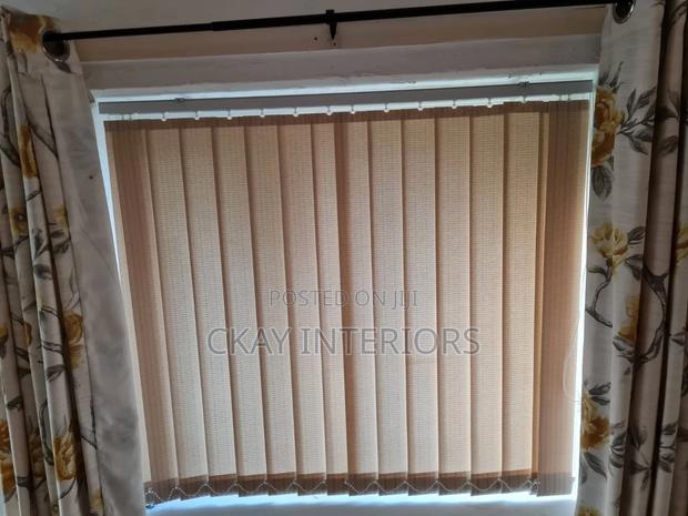 Beige and Light Blue Easily Installed Office Window Blinds - main view