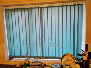 Beige and Light Blue Easily Installed Office Window Blinds