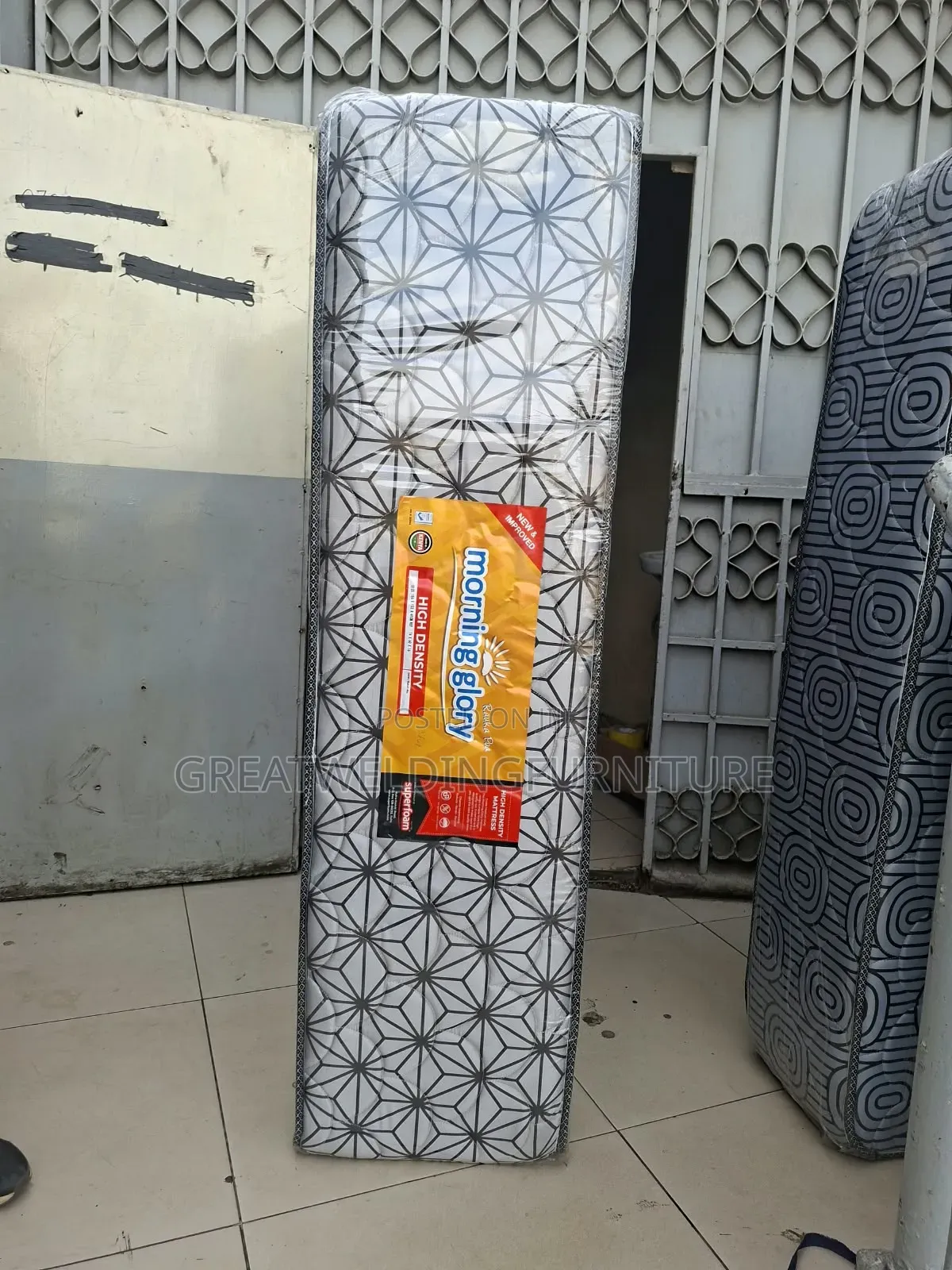 High-Density Foam Mattress With a Patterned Fabric Cover 5 by 6