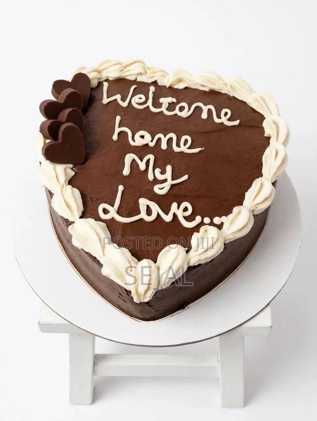 Heart Shaped Welcome Home My Love Chocolate Cake
