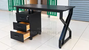 1.2m Black Office Desk With 3 Drawers