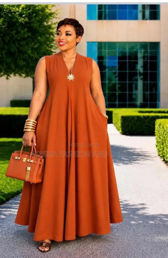 Burnt Orange Maxi Dress Shaped Sleeveless