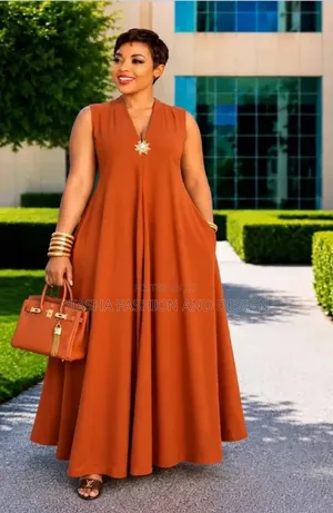 Burnt Orange Maxi Dress Shaped Sleeveless