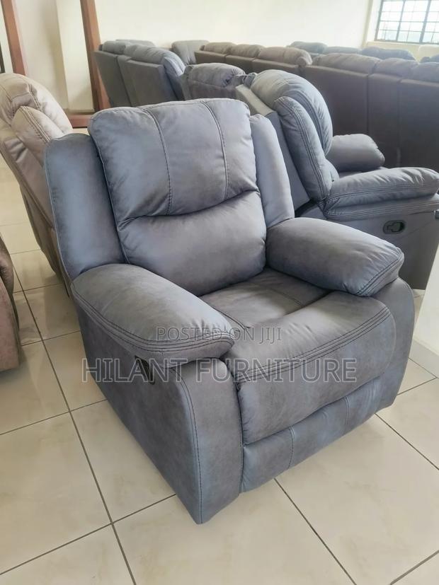 Grey Premium Soft Fabric 1 Seater Recliner Sofa - thumbnail 3