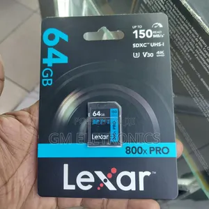 Lexar 64GB High-Performance 800x PRO SDHCTM/SDXCTM UHS-I Card.