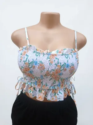 Floral Smocked Crop Top for Ladies