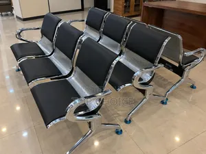 3- Link Waiting Benches , Padded Black.