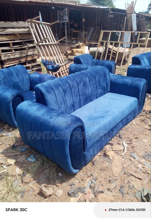 3 Seater Blue Sofa Set - main view