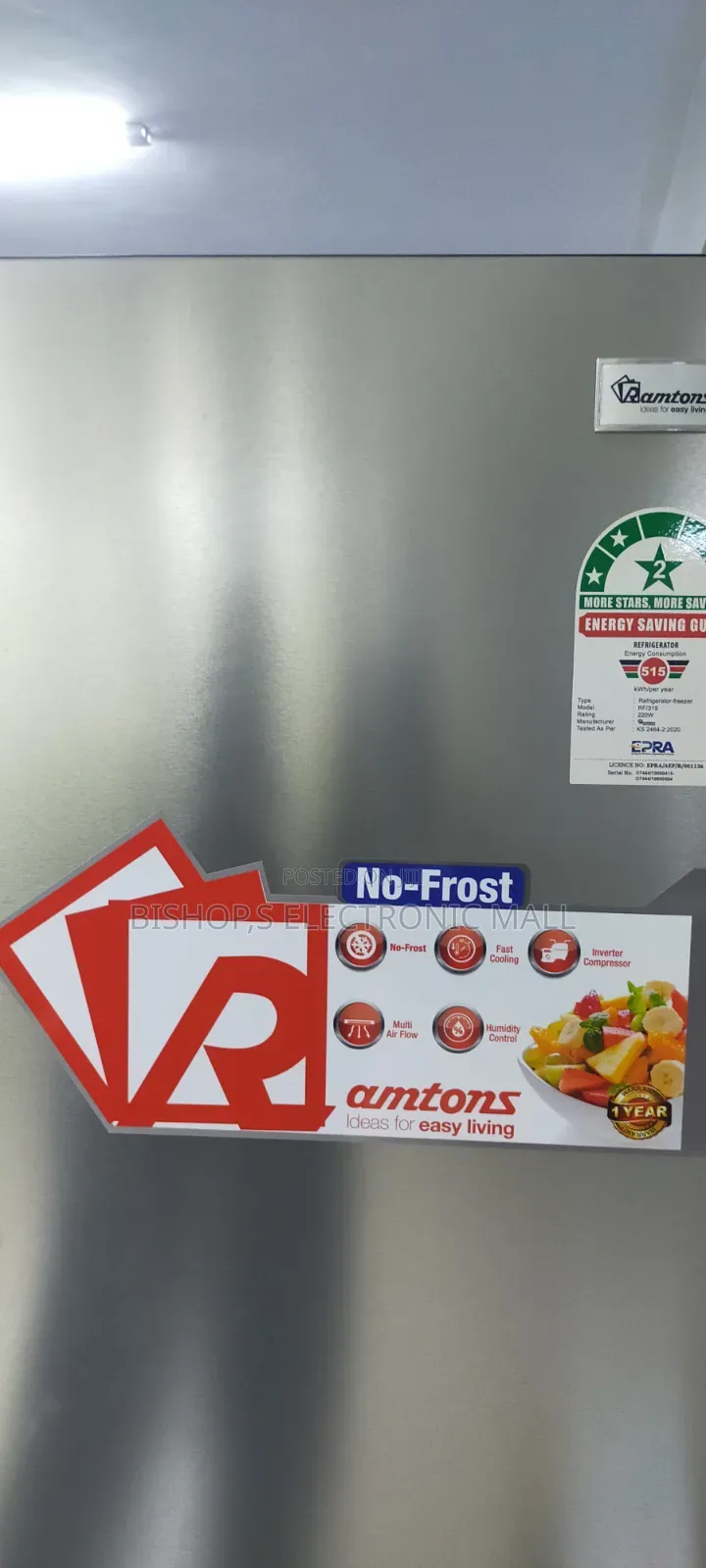 Side by Side Ramtons Fridge 319l Digital Inverter Compressor