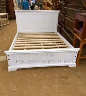 5 by 6 White Panel Wooden Bed