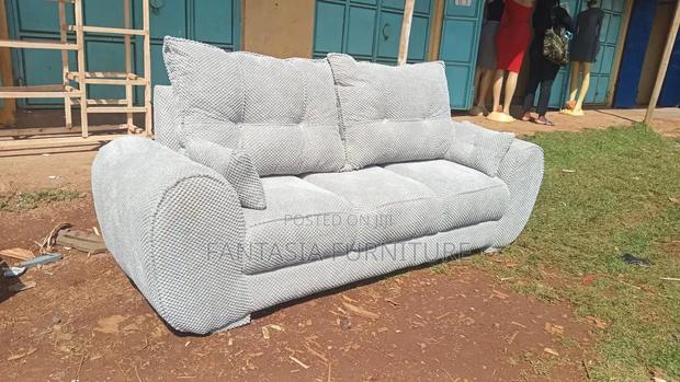 3 Seater Light Grey Textured Sofa - main view