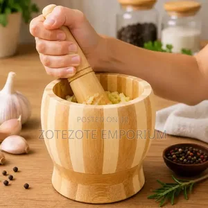Bamboo Mortar and Pestle