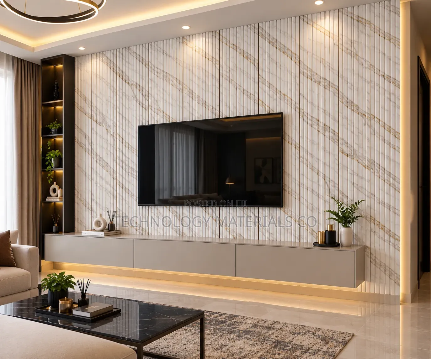 PS Wall Panel Marble Design | White & Gold Decorative Wall Cladding