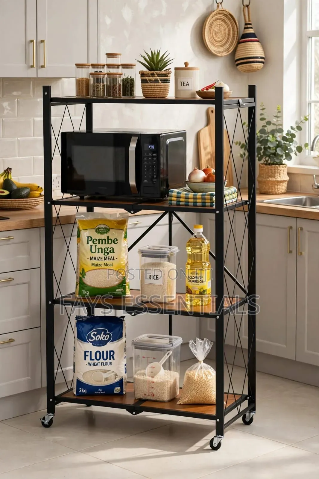 5 Tier Foldable Storage Rack With Wheels