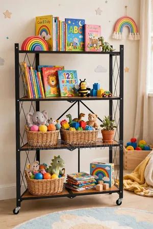 5 Tier Foldable Storage Rack With Wheels
