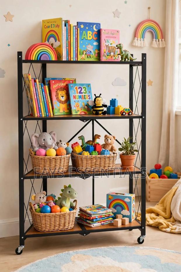 5 Tier Foldable Storage Rack With Wheels - thumbnail 2