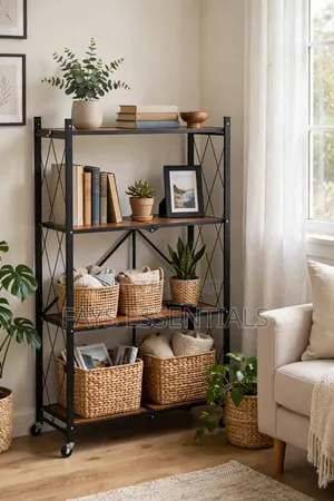 5 Tier Foldable Storage Rack With Wheels