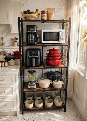 5 Tier Foldable Storage Rack With Wheels