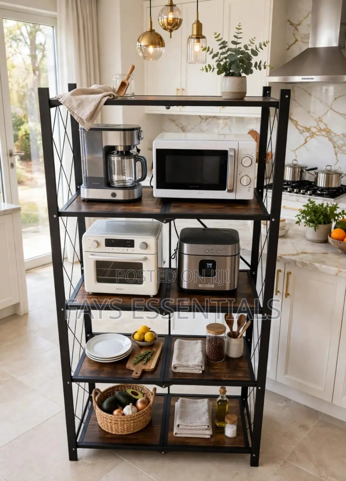 5 Tier Foldable Storage Rack With Wheels