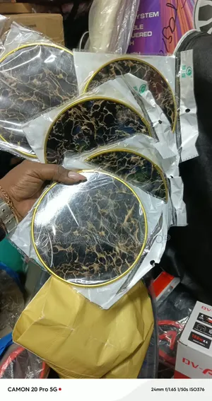 5pcs Marble Stone Gold Toned Dining Trays