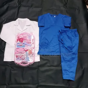 4 in 1 Blue&pink Heavy Cotton Scrubs Doctors Cosplay Full Set