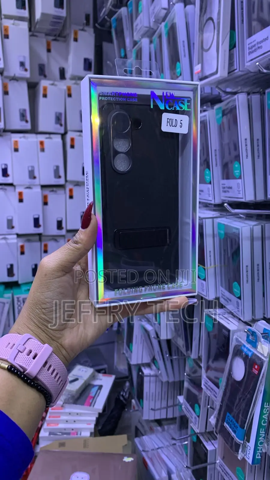 Dark Blue Folding Case With a Built-in for Samsung Galaxy Z Fold 5