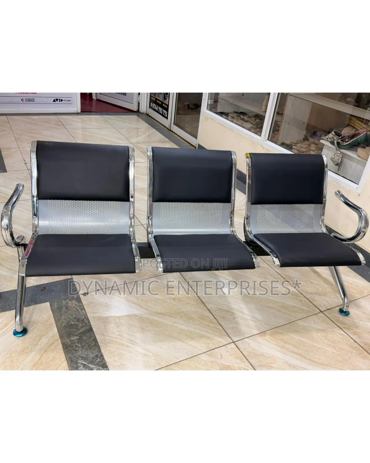 *3-Link Padded Metallic Office Waiting Bench*