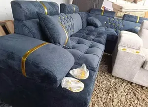Corner L Shape Color Black  6 Seater+ Footrest.