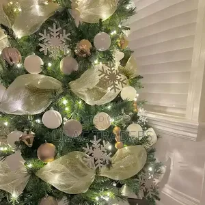 White and Gold Christmas Tree Ribbon Decorations 10m Long Caro