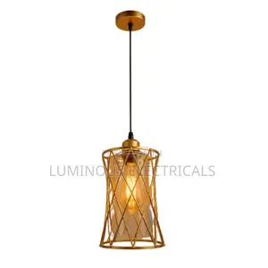 Gold Cage Pendant Ceiling Light – Vintage Hanging Lamp