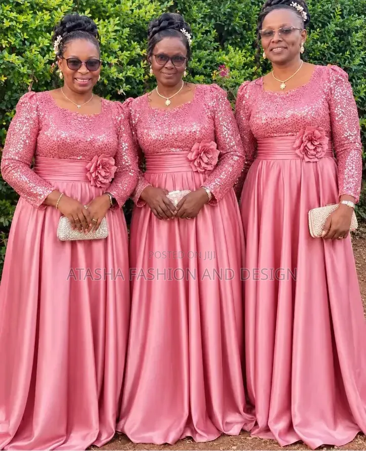 Wedding Dresses Long Sequin Pinks and Lace Upper Part