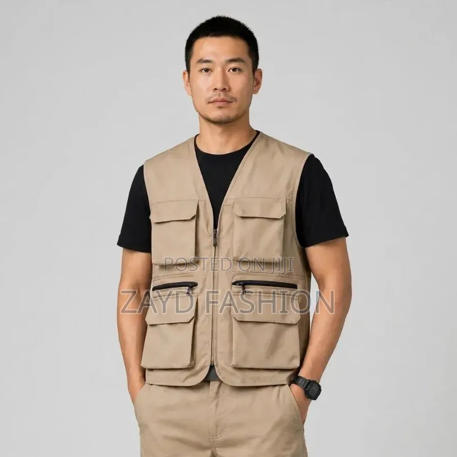 Khaki Sleeveless Tactical Jacket