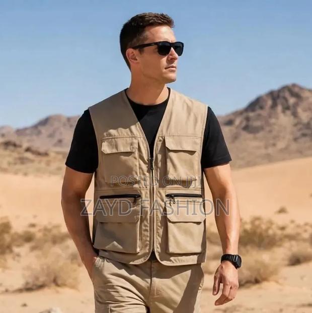 Khaki Sleeveless Tactical Jacket