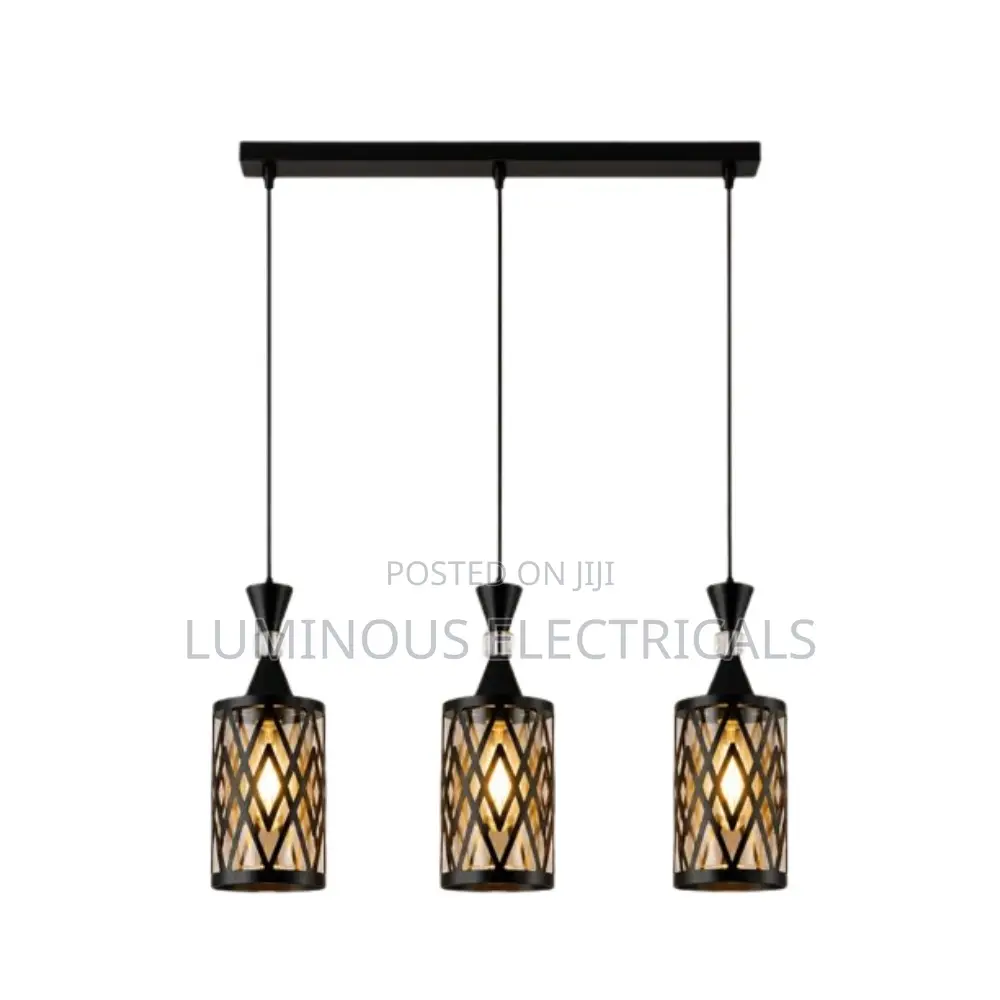 Black and Gold 3-Light Pendant Chandelier – Decorative Ceiling Light