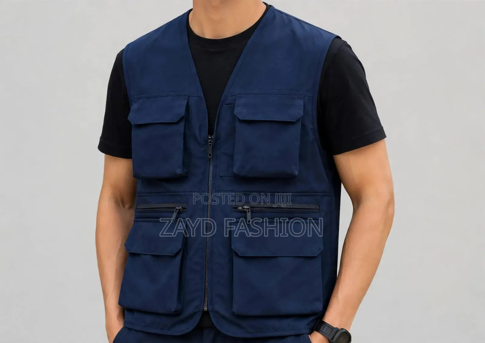 Navy Blue Sleeveless Tactical Jacket
