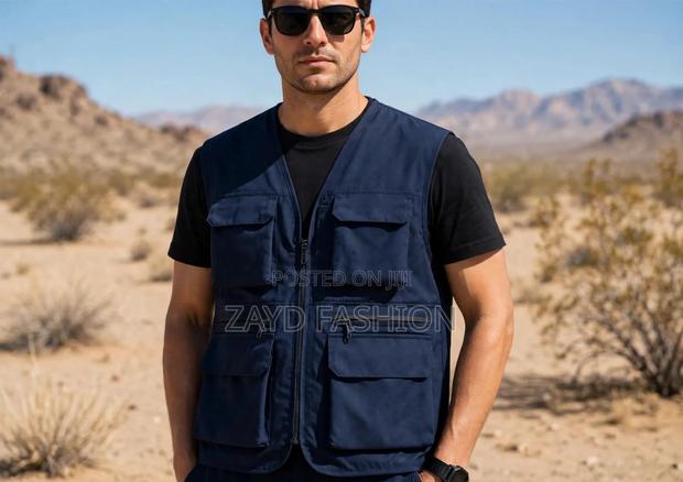 Navy Blue Sleeveless Tactical Jacket - thumbnail 2