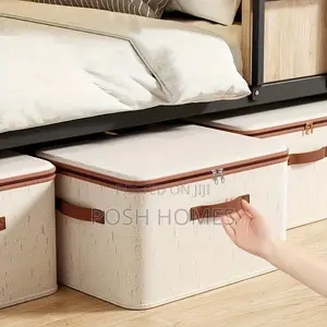 Foldable Fabric Storage Box With Cover and Handle
