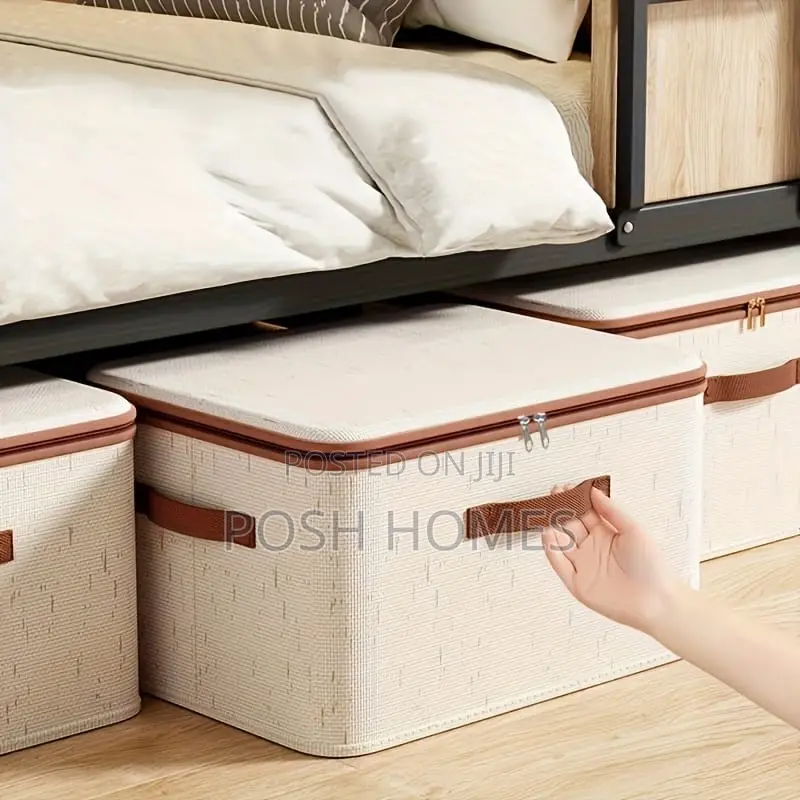 Foldable Fabric Storage Box With Cover and Handle