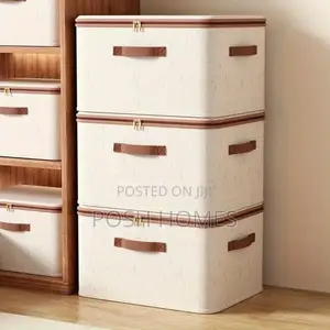 Foldable Fabric Storage Box With Cover and Handle