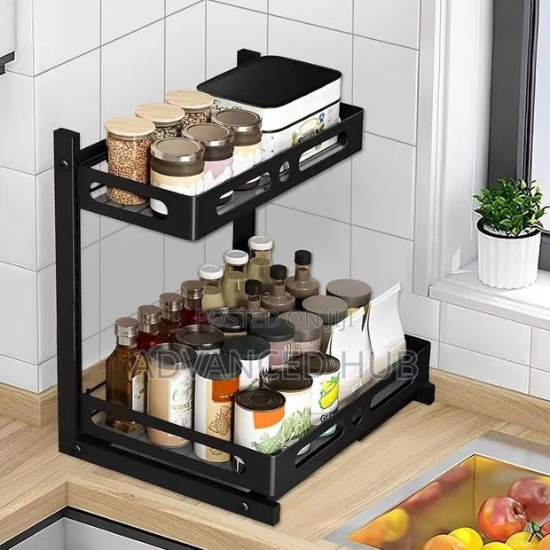 2tier Metallic Sliding Multipurpose Kitchen Spice Rack - main view