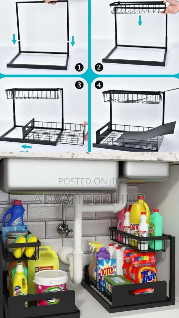 2tier Metallic Sliding Multipurpose Kitchen Spice Rack