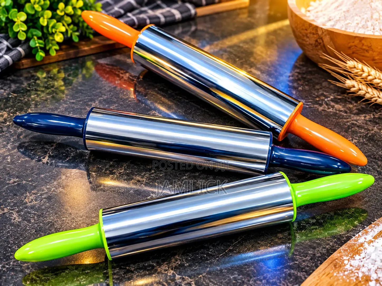 Stainless Steel Rolling Pin for Baking Chapati Pastry Dough - FB