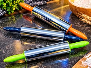 Stainless Steel Rolling Pin for Baking Chapati Pastry Dough - FB